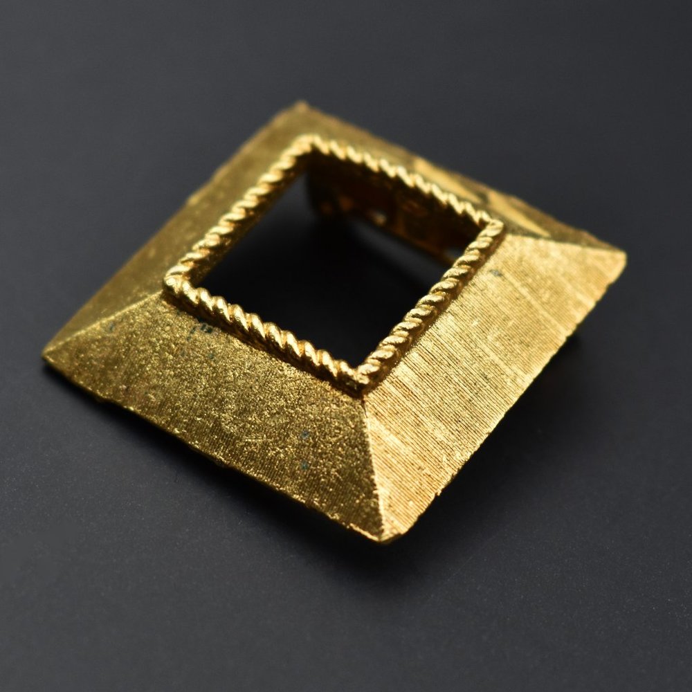 Square frame brooch gold, modern picture frame pin for women